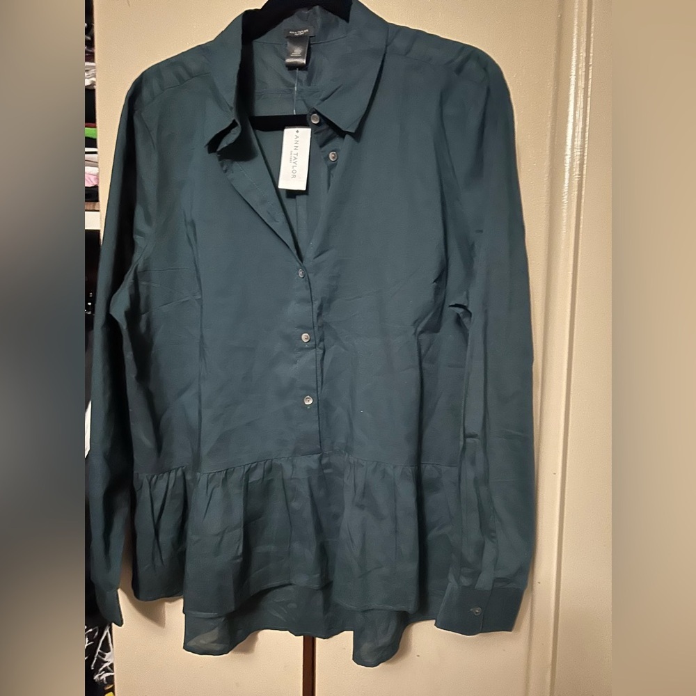 Ann Taylor dark teal blouse NWT